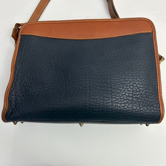 Vintage Dooney & Bourke All Weather Leather Crossbody/Satchel in Dk Blue/Tan - Picture 4 of 16
